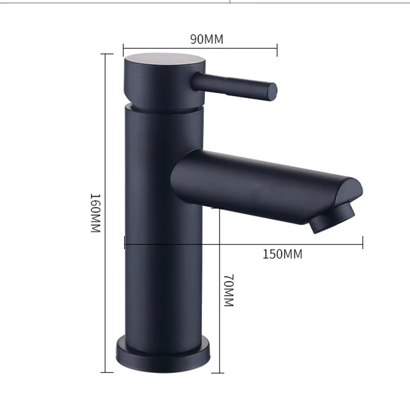 Basin Faucets Stainless Steel Hot Cold Water Black Sink Tap Mixer Deck Mounted Single Handle Lavatory Bathroom Accessories G1/2