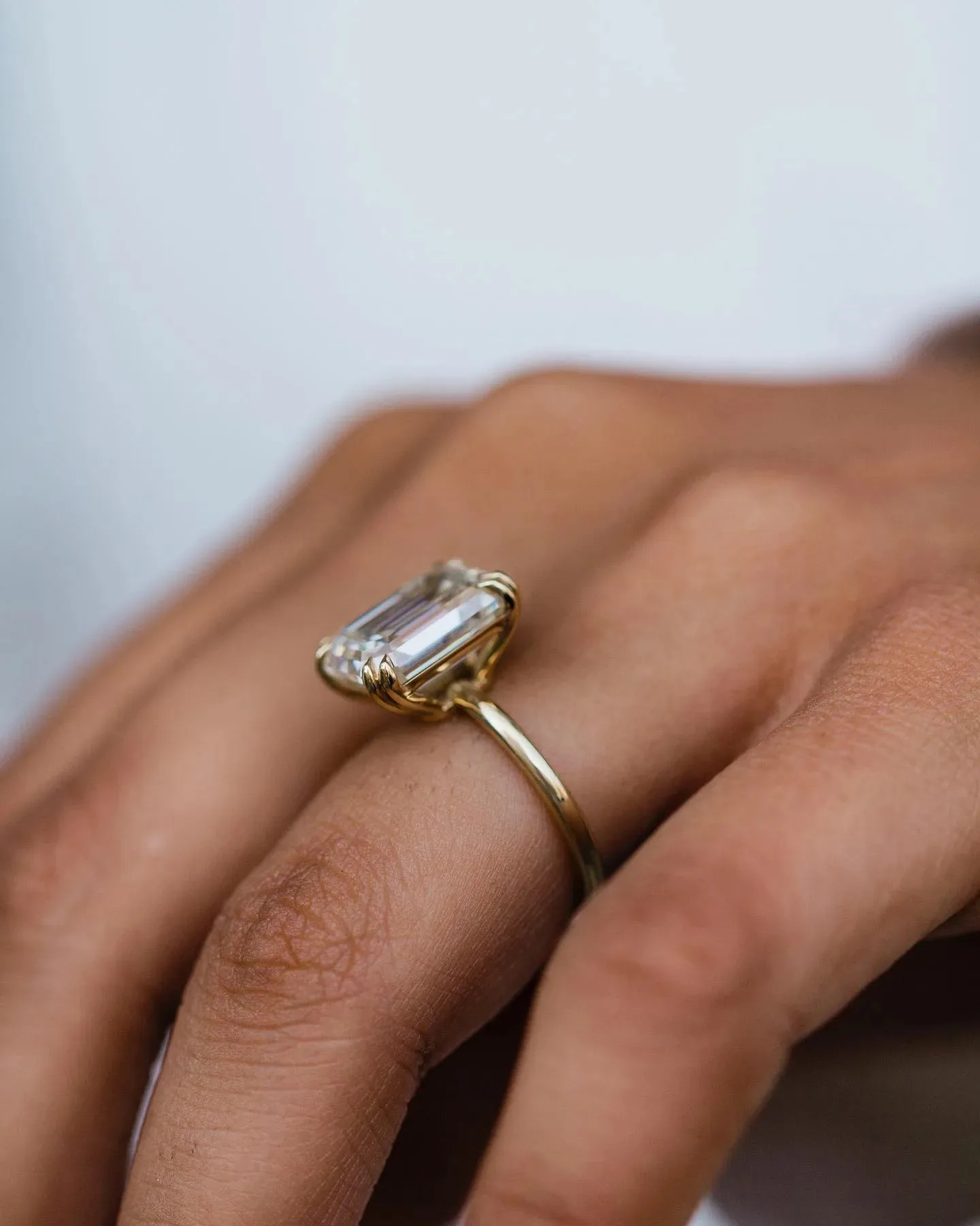 Old Mine Emerald Cut 6CT Vintage Moissanite Solitaire Engagement Ring, 12×9mm Center Stone, Double Claw Prong Setting, Solid 18K Yellow Gold Fine Jewelry, Wedding Anniversary Bridal Gift For Women view 2