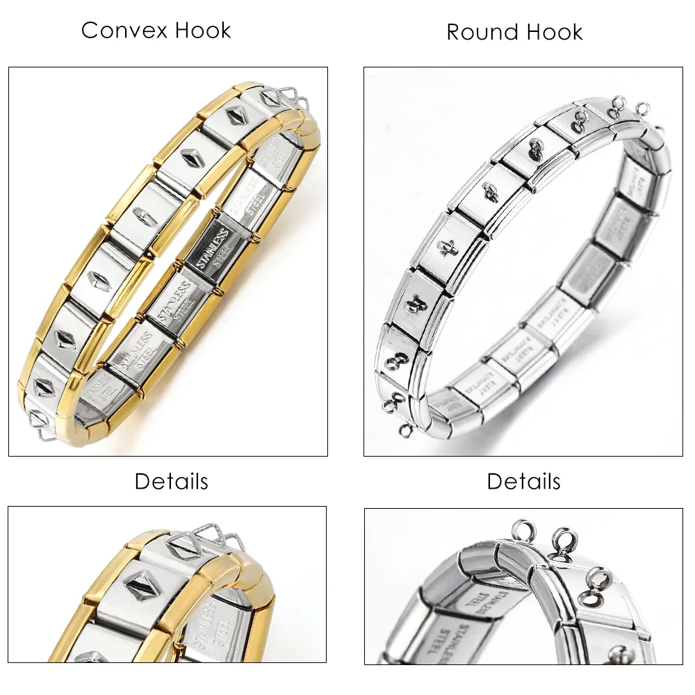 1PC Fashion Simple Hanging Jewelry Italian Stainless Steel Charm Link Fit 9mm DIY Making Multifunctional Basic Beads​ Bracelets