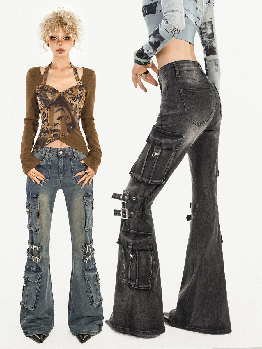 

Nico Molly Original American Retro Hot Girl Work Pants Women Heavyweight Slim Straight Micro Flared Denim Jeans Natural Waist