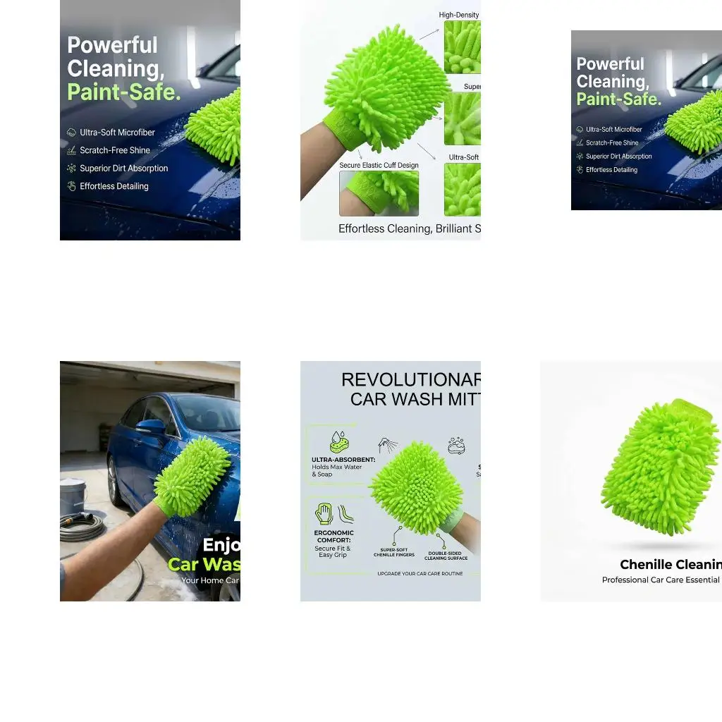  Chenilles Car Wash Mitts Soft Sponge Glove Cleaning Sponge Kitchen Home Clean