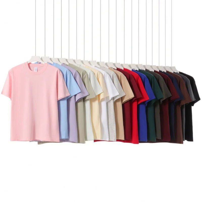 

230 г тяжелая хлопковая однотонная женская летняя рубашка с коротким рукавом в японском стиле, простая универсальная рубашка, пустая футболка, мужская Cus