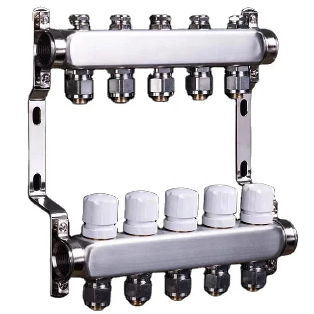 Stainless steel hydraulic floor radiant heating  heat manifold, adapter 1/2 