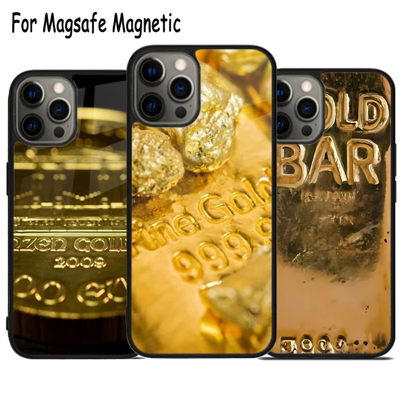 

Чехол для телефона с беспроводной зарядкой Pure Gold Bar Swiss для iPhone 17, Air 15, 16, 16e, 14, 13, 11, 12 Pro Max Plus Magsafe, магнитный чехол