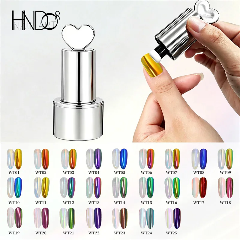 HNDO New Silver Heart Bottle Aurora Chrome Powder 0.5g Metallic Mirror Effect for Nail Art Decoration Rubbing Glitter