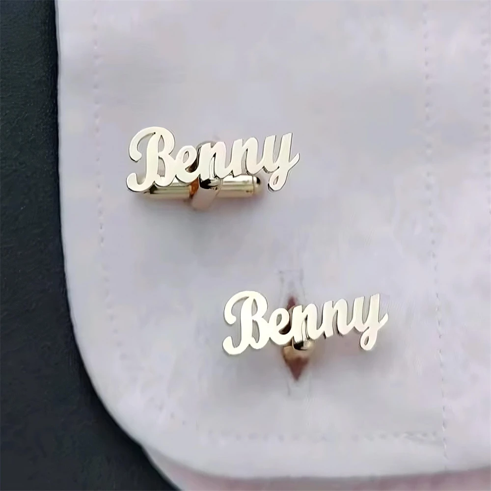 

Suit Accessories Personalized Name Cufflinks Business Men Groomsmen Gift Custom Initial Letter Cuff Links for Father Boyfriend