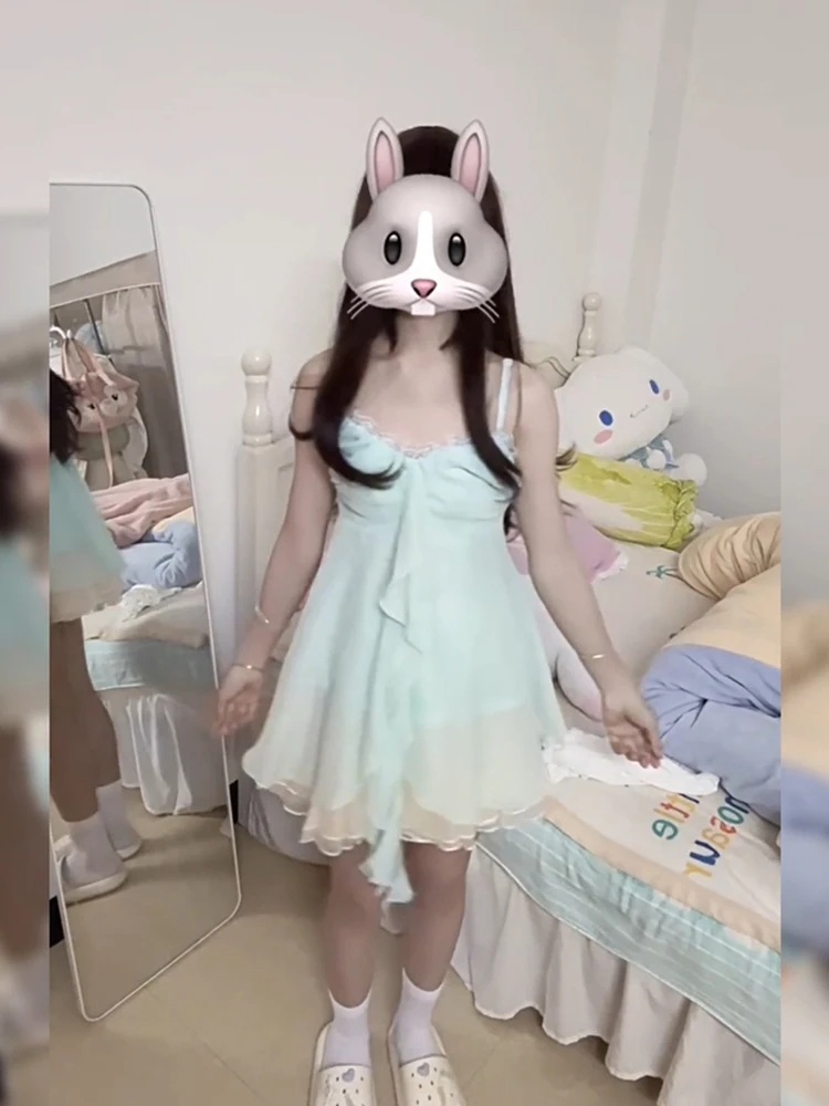 

Женский комплект Sweet Sle, лето 2023, новинка маленького размера с рюшами и отделкой, топ или юбка, комплект из двух предметов, модное волокно из полиэстера
