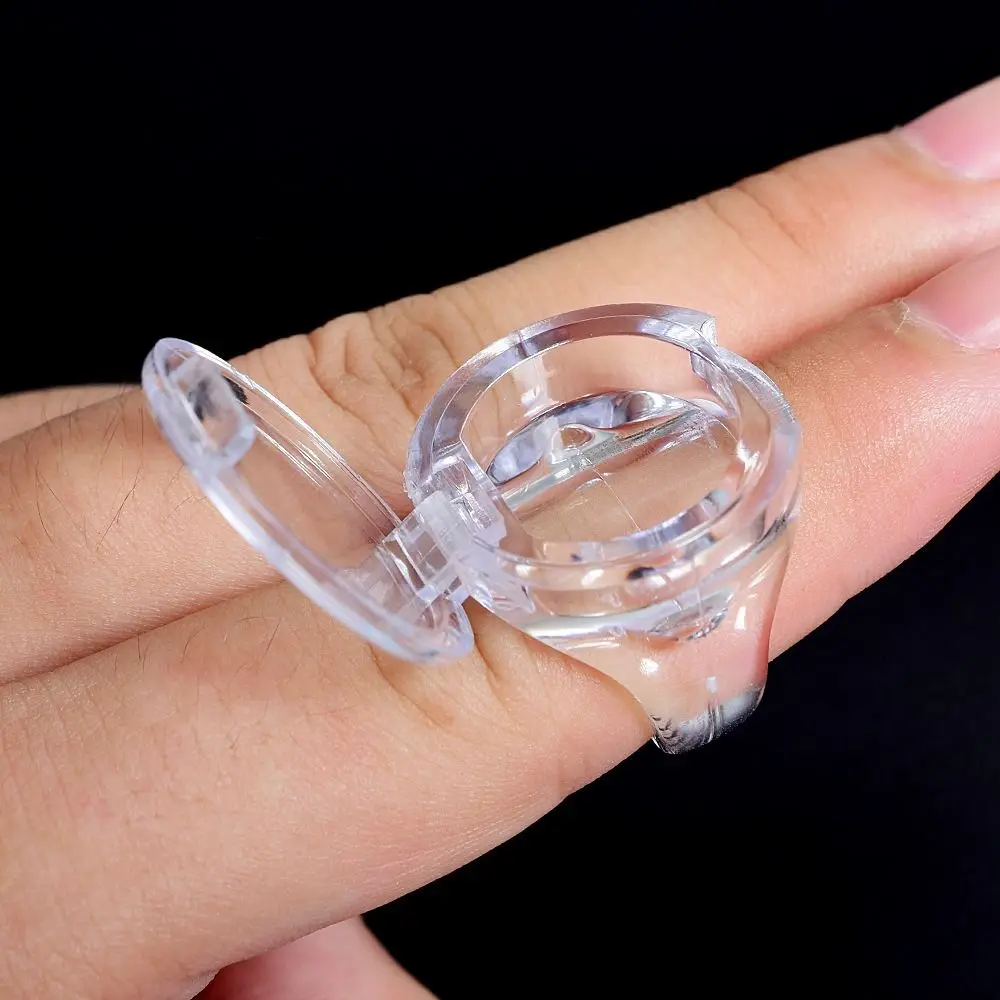 Reusable Tattoo Ink Ring Cups Transparent Permanent Eyelash Extension Glue Holder Grafting Eyelash With Lid Cover Cap