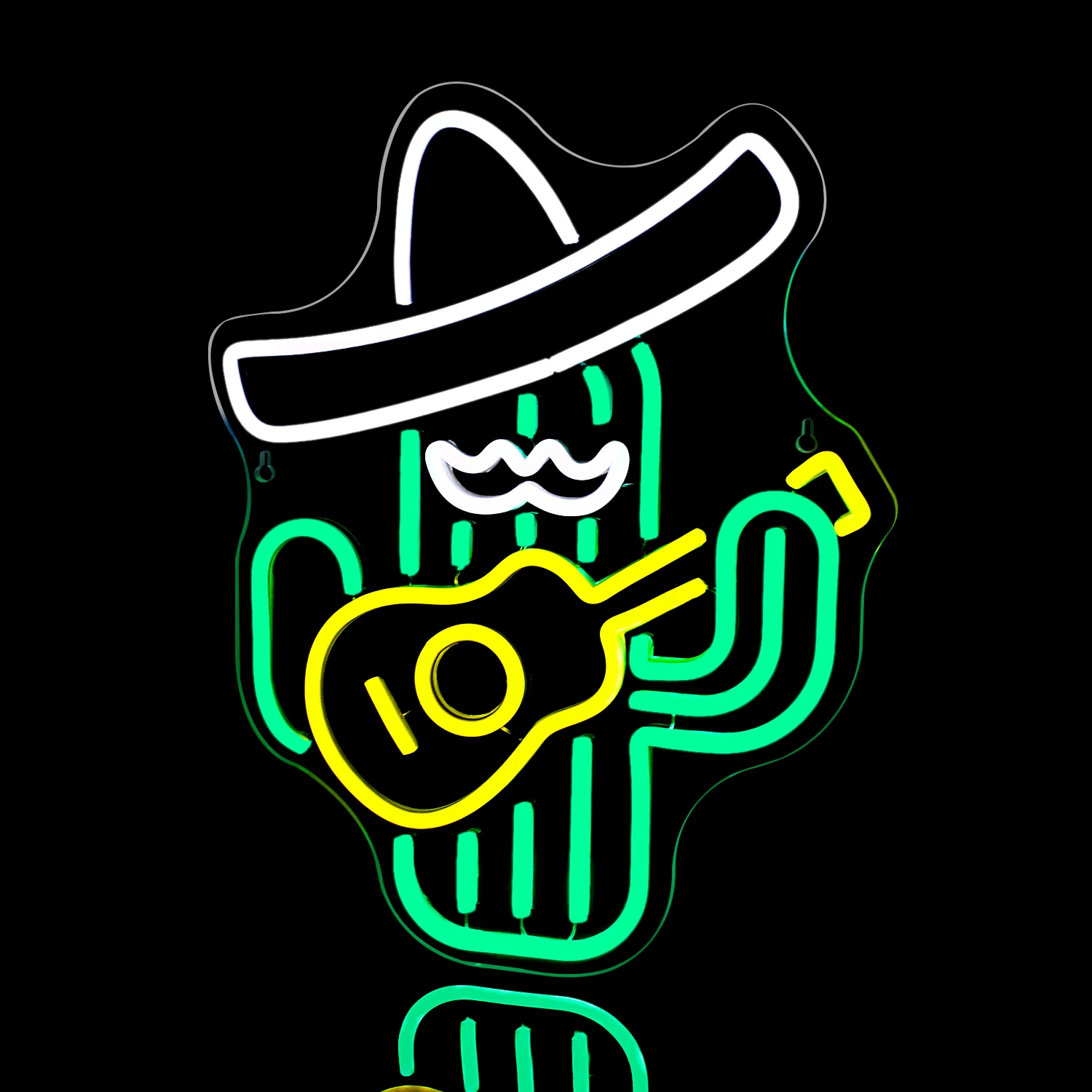 Cactus Neon Sign Green Led Cowboy Hat Neon Signs for Wall Decor Guitar Led for Bedroom Game Room Men Cave Bar Party Shop Neon