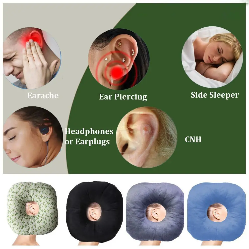 Cotton Filling Ear Piercing Pillow Ergonomic Portable Pillow with Ear Hole Breathable Comfortable Earring Pillow