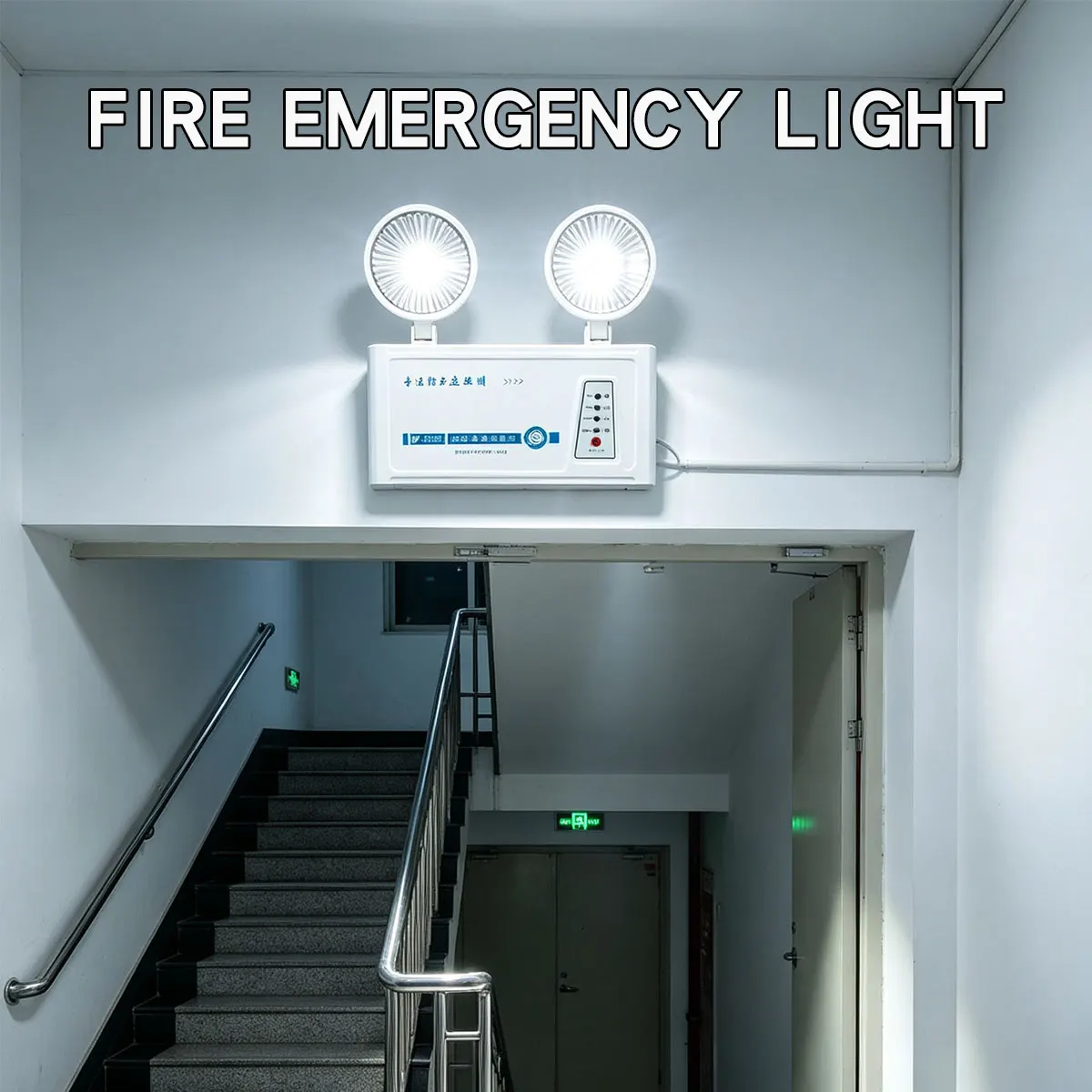 LED Fire Emergency Light Twin Head Wall Mounted Rechargeable Backup Lamp Auto Switch Power Failure Light for Home Hotel Office