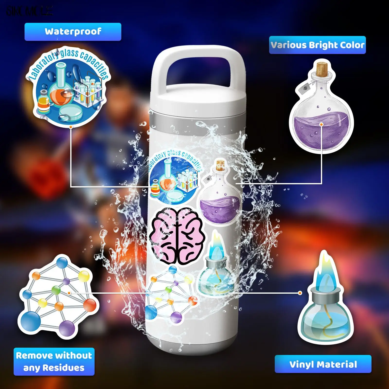 10/30/50PCS Science Physics Stickers Chemistry Laboratory Lab Kids DIY Luggage Suitcase Classic Toys Decal Graffiti Sticker Pack