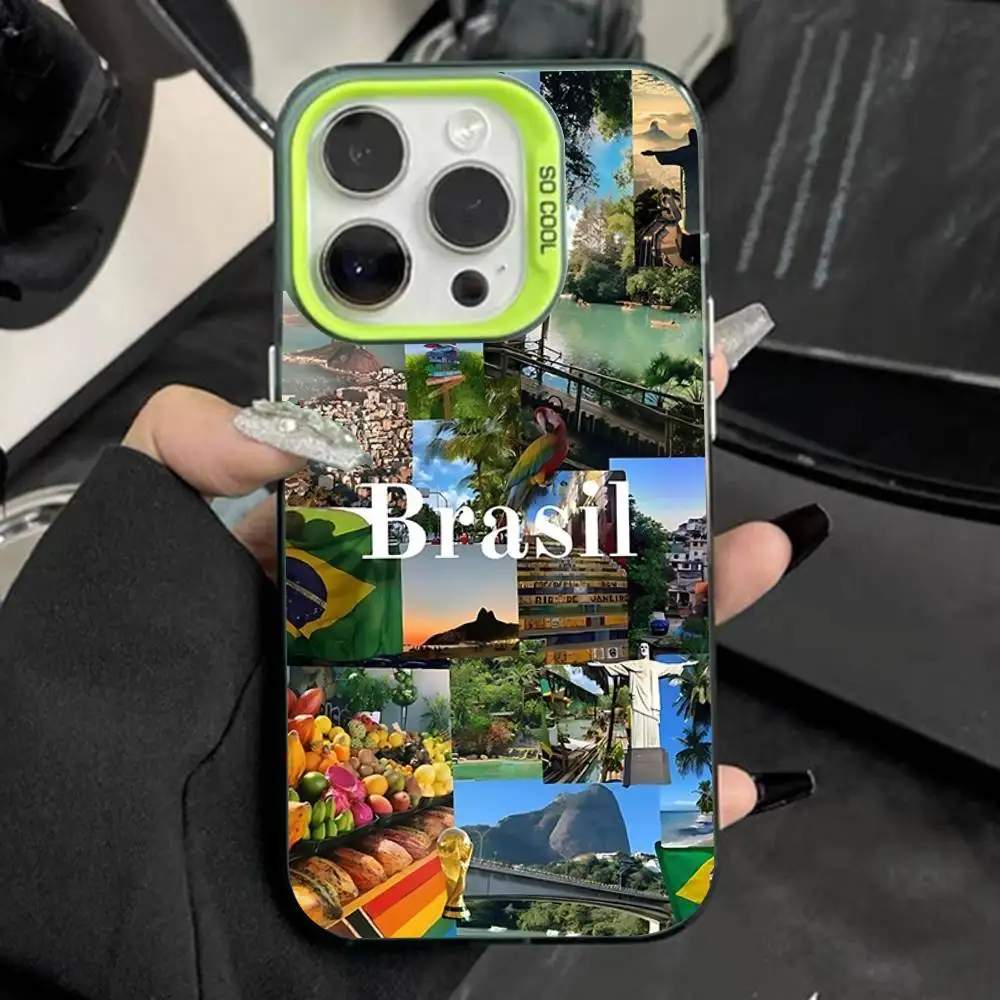 Brazil Brasil Summer Phone Case For iPhone 16,15,14,13,12,11,Pro,Max,Plus,Mini,SE Anti Fall Green Matte Hard Bumper
