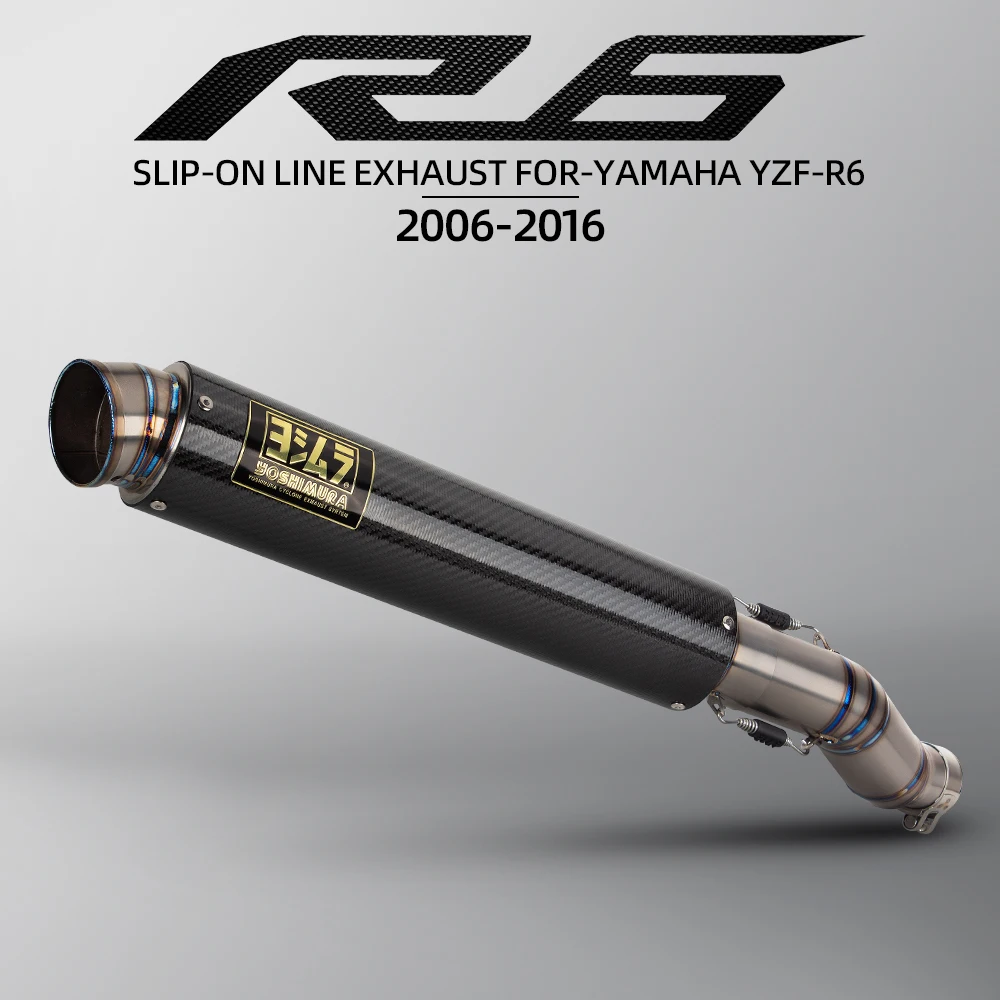 Slip On For Yamaha Yzf R6 Modified Motorcycle Exhaust Titanium Alloy Middle Tail Pipe Connect Escape Yoshimura Carbon Muffler