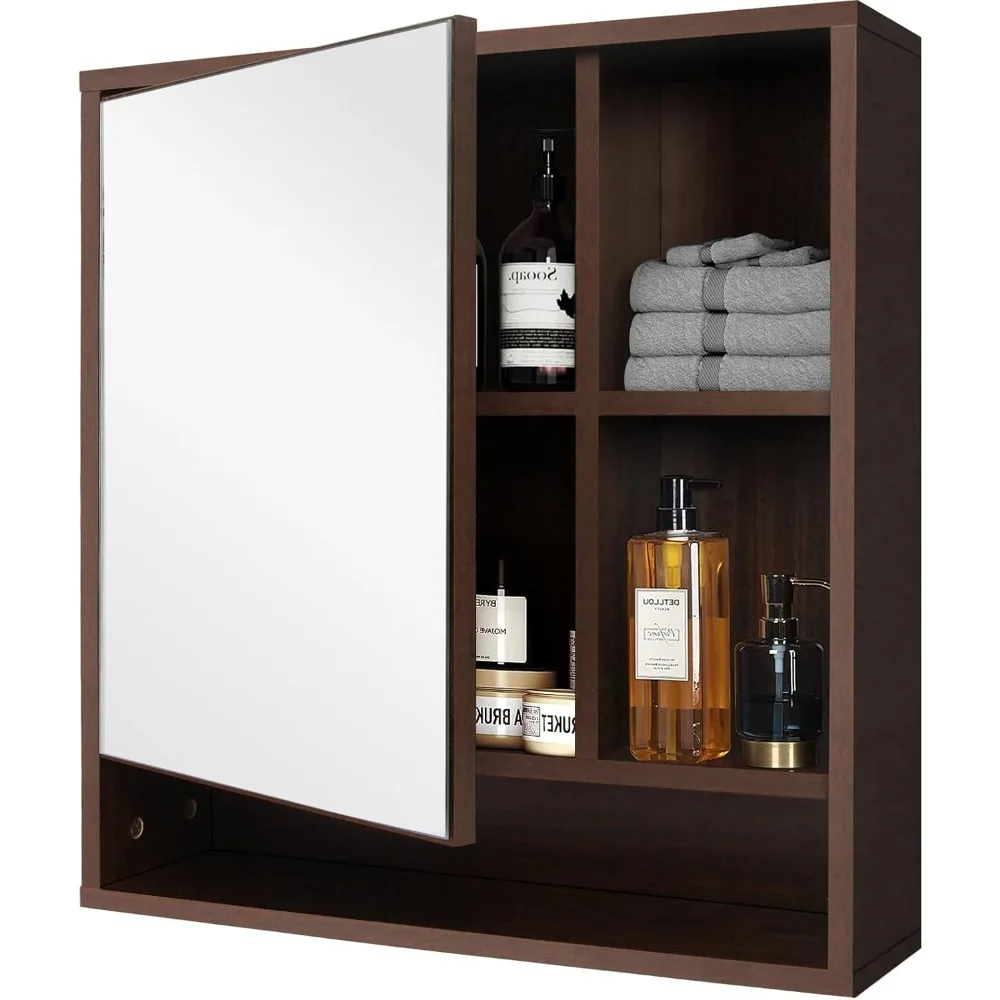 Bathroom Medicine Cabinet, Over The Toilet Storage Cabinet Wall Mounted with Mirror and Shelves, Wall Cabinet for Bathroom