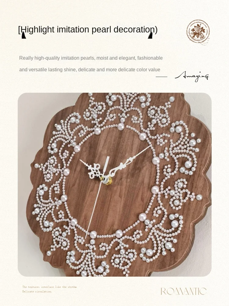 ساعات غرفة المعيشة لوحات معلقة العتيقة من الدرجة العالية 2025 جديد مطعم ساعة حائط اللؤلؤ سطح المكتب البندول ساعة كتم الصوت #5