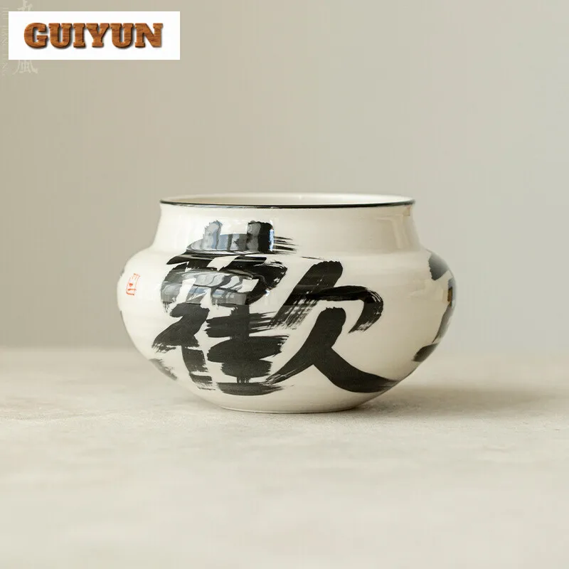 550ml Underglaze Color Handmade Tea Washing Handwritten Jianshui Aesthetic Tea Cup Wash Writing-brush Washer Chaxi Collection