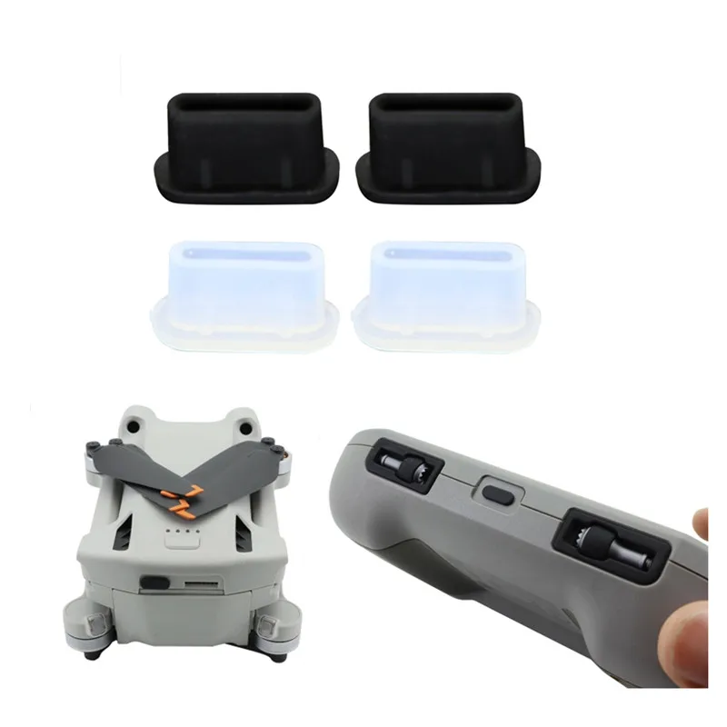 2 Stks/set Siliconen Stof Plug Smart Controller Opladen Interface Stof Plug Cover Voor Dji Mini 3 Pro Remote Controller Accessoires