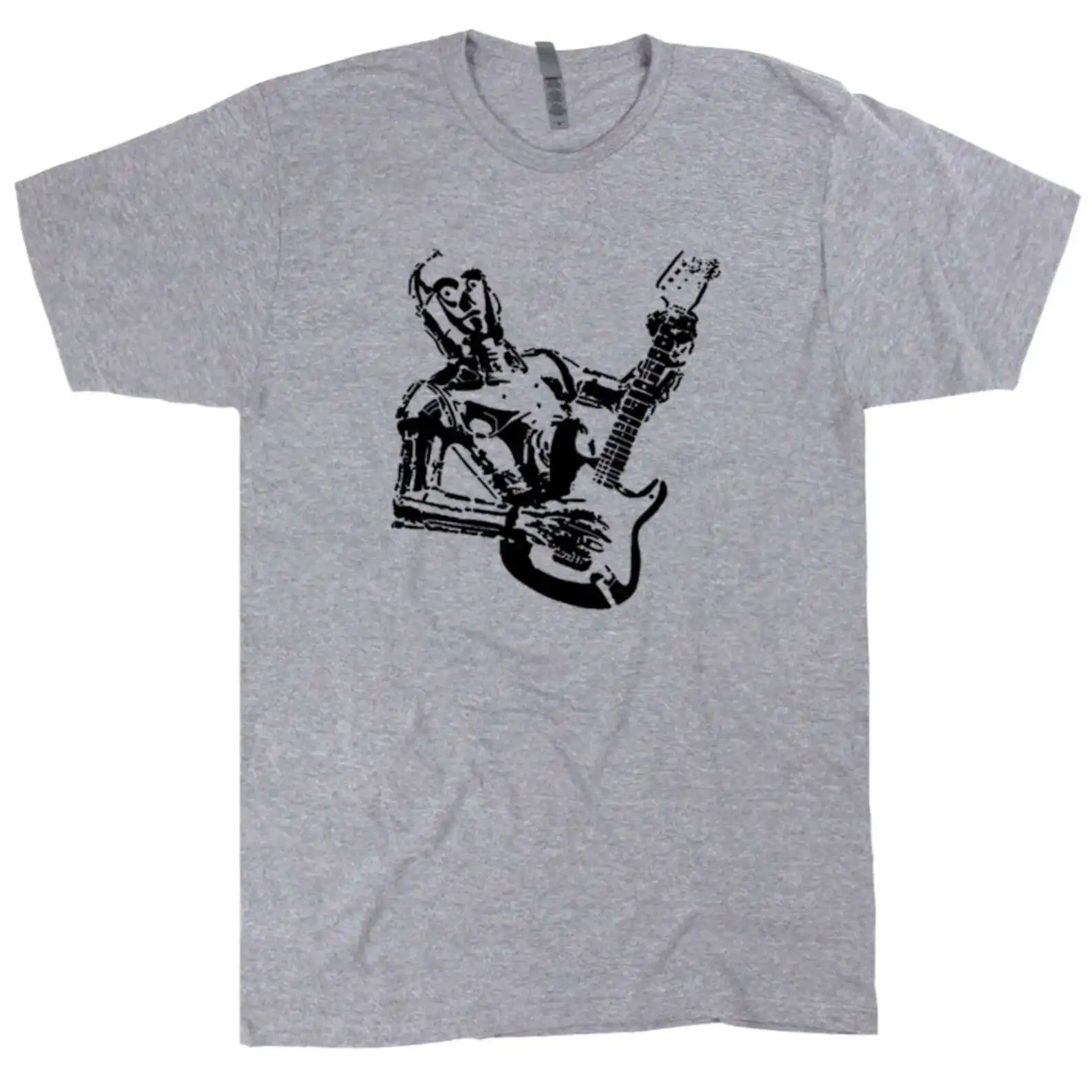 Robot Playing Cool Electric Guitar Tee Funny Bass For Acoustic Vintage