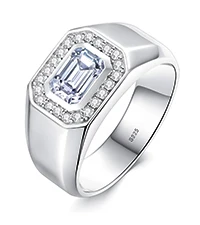 

Мужское кольцо с муассанитом, цвет 1,2CTTW D VVS1, винтажное обручальное кольцо с изумрудной огранкой, серебро S925 с белым 18 карат.