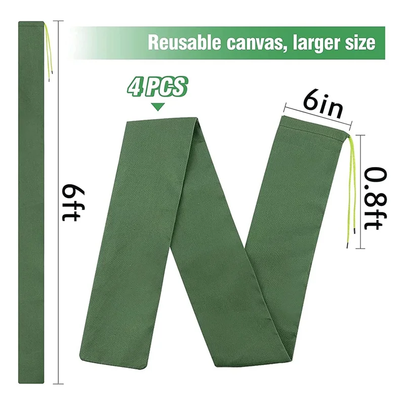 【B07R】4 Pcs 6Ft X 6Inch Long Sand Bags For Flooding - Thickened Canvas Flood Protection Sandbag Tube With Elastic Band