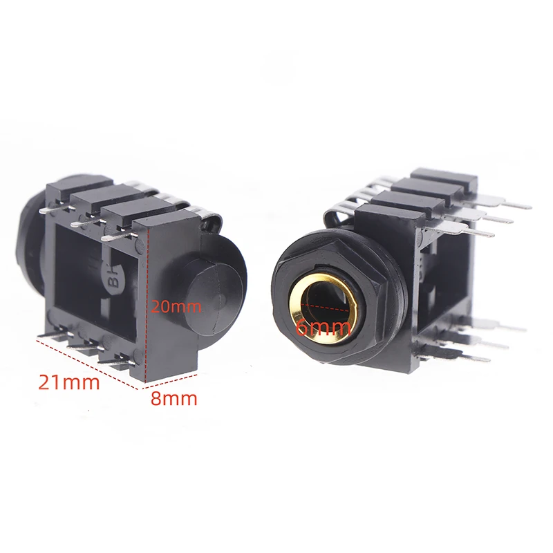 5pcs 1/4 Jack Female 6.35mm Jack Stereo 1/4 inch Guitar Pedal Input Jack Socket PCB Mount 6 Pin Input Output Jack Connector