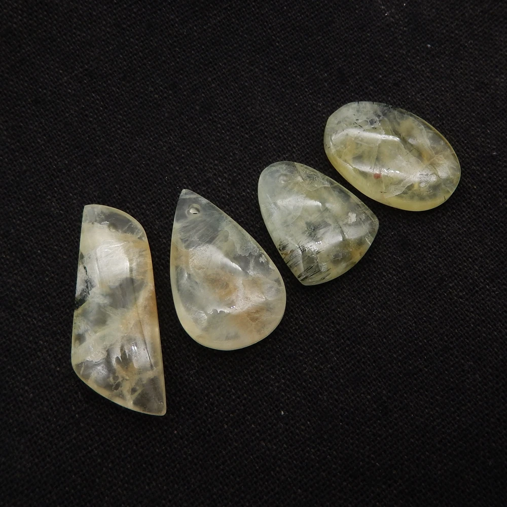 Fashion Jewelry,4PCS Prehnite Pendant Jewelry Beads Sets 36x13x6/23x17x7mm-19.4g