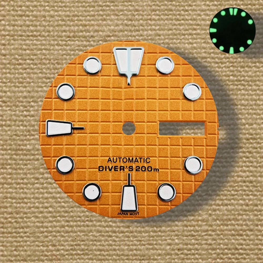 28.5 มม.คุณภาพสูง S โลโก้ NH36 Dial 3D Ripples Dial เหมาะสําหรับ NH35/NH36 การเคลื่อนไหวอัตโนมัติสีเขียวส่องสว่าง NH35 อุปกรณ์เสริม ﻿