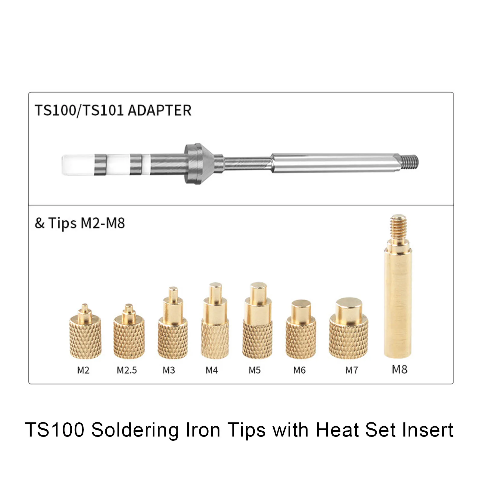 ملحقات الطابعة ثلاثية الأبعاد TS100 TS101 نصائح سبيكة لحام مع M2 M2.5 M3 M4 M5 M6 M7 M8 مجموعة الحرارة إدراج نصائح #5