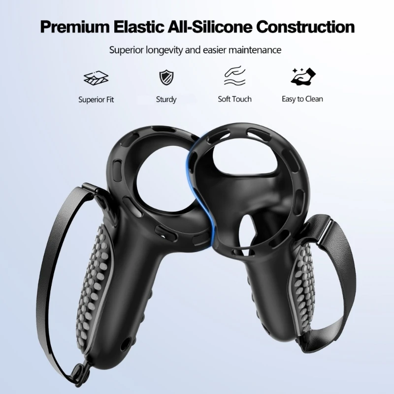 Silicone Controller Covers for 3S Handle Grips Comfortable with Adjustable Hand Straps Precise