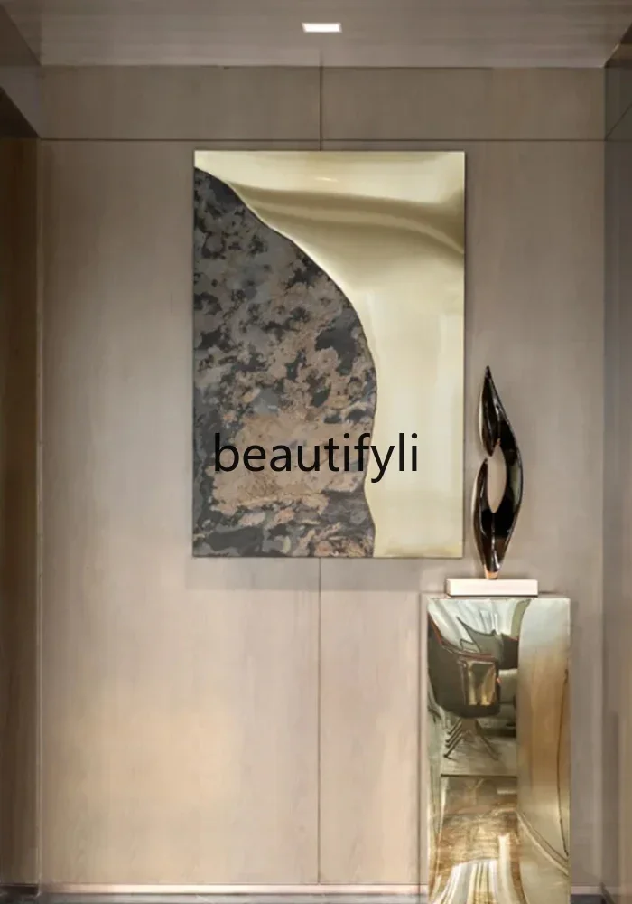 

Asmt59 3D Wall Art for Entrance, High-End Luxury Modern Living Room Stainless Steel Decorative Painting, Hand-Painted Hanging Ar