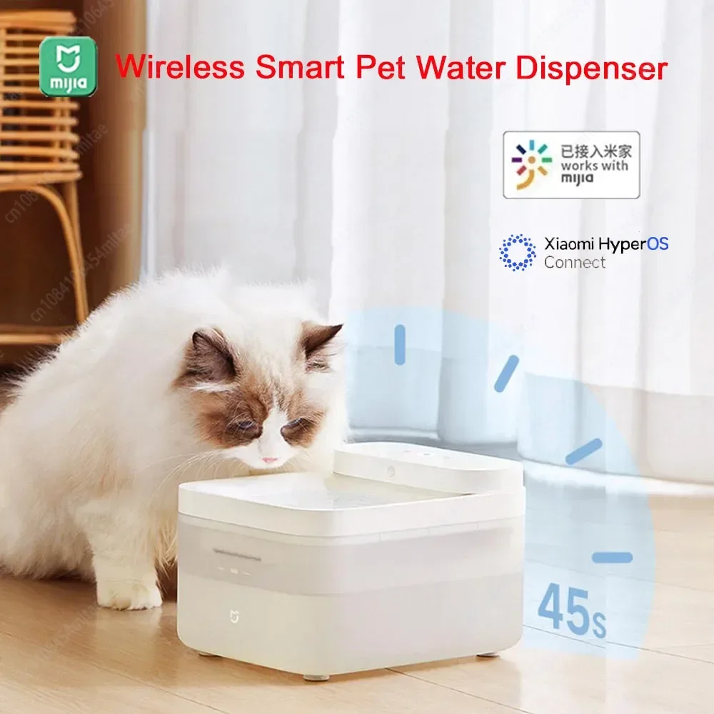 Xiaomi Mijia Wireless Smart Pet Water Drinking Dispenser Fountain Dog Cat Automatic Mute Pet Drink Feeder Bowl Works Mijia APP