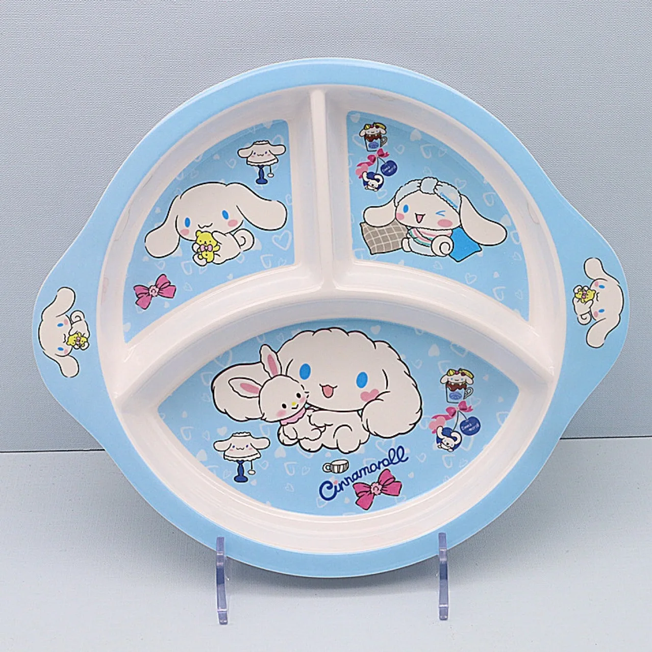 Platos divididos para niños, vajilla redonda con múltiples compartimentos para niños, diseño de dibujos animados, bandeja de 3 secciones