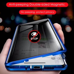 Anti Peeping Metal Snap Lock Phone Case for Realme GT 6 6T 7 Pro 360 Degree Privacy Protection Magnetic Tempering Glass Cover