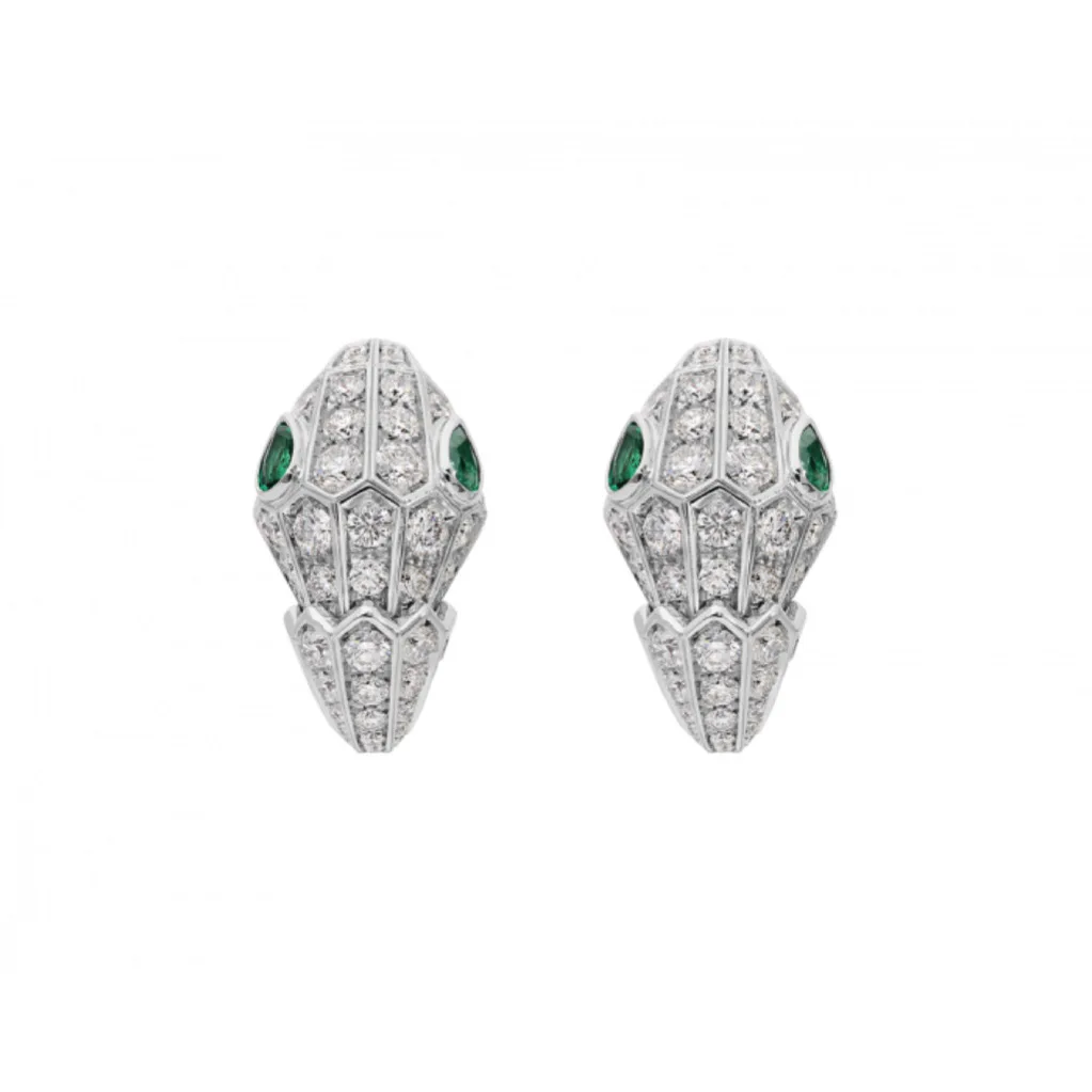 

Snake-hita green full diamond spirit snake personality trend earrings Paris custom high jewelry