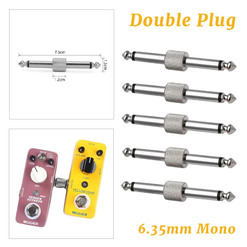 

Effect Pedal Connector Silver Plated Guitar Coupler 1/4 Inch 6.35mm Male To Male Straight Type Plug