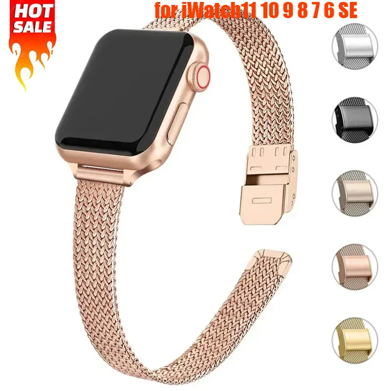 

Slim Bracelet Metal for Apple Watch Band Ultra3 49 40 41 44 45 38 42 46mm Stainless Steel Milanese Strap for iWatch11 10 9 8 7SE