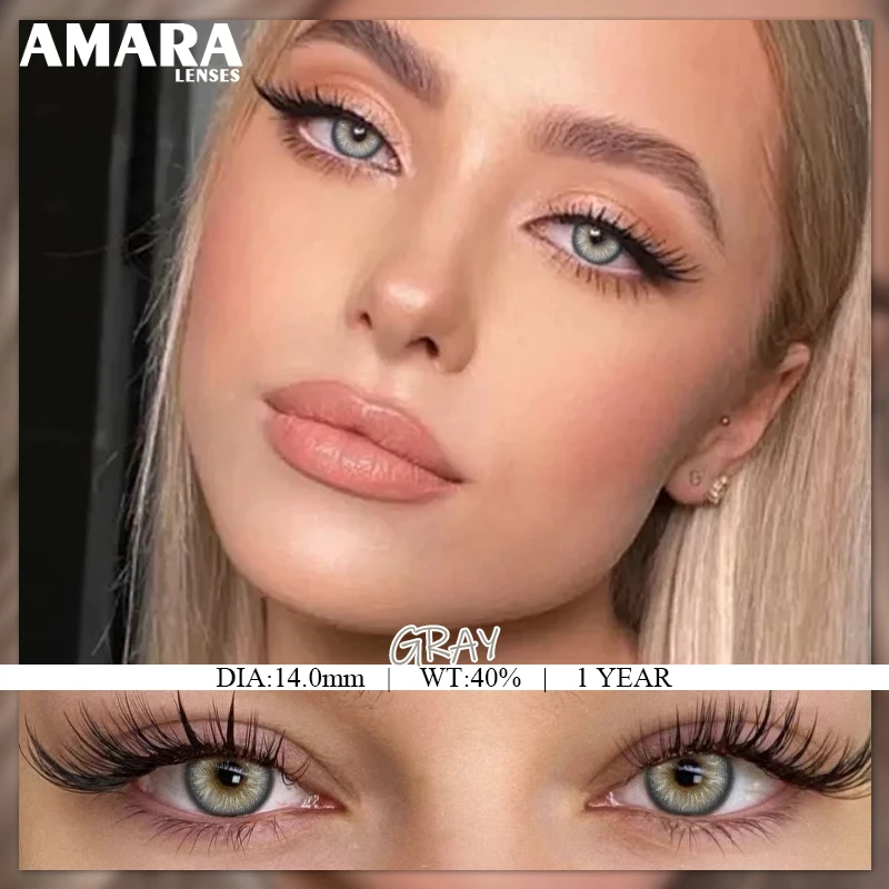 AMARA 1 paar Farbe Kontaktlinsen Für Augen Natürliche Auge Grau Farbe Objektiv Kosmetische Weiche Augenlinsen Schönheit Schüler Blaue Linse jährliche