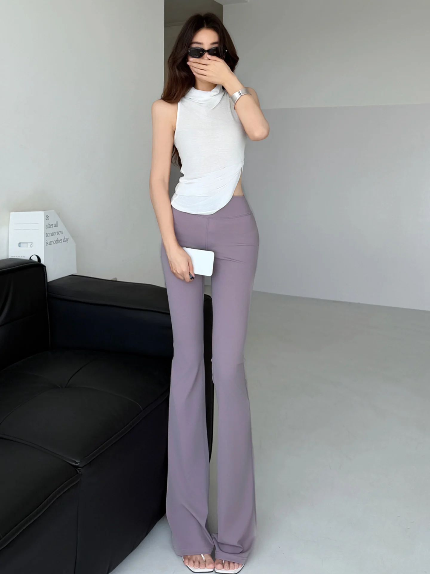 High Waist Yoga Pants Women's Casual Flared Pants Supermodel Draping Sensation High Elasticity Long Pants Casual Style