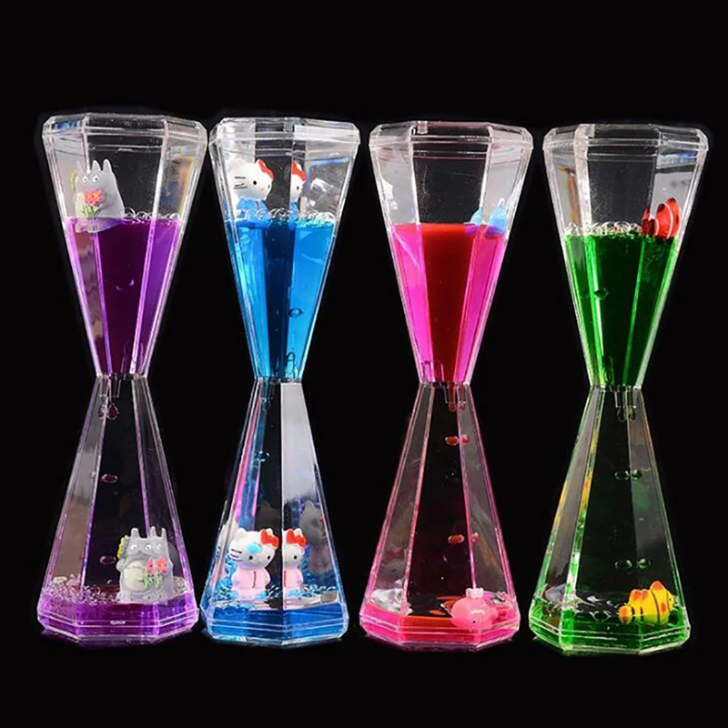 1PC Floating Liquid Oil Acrylic Hourglass Liquid Visual Movement Hourglass Timer Home Desk Table Decoration