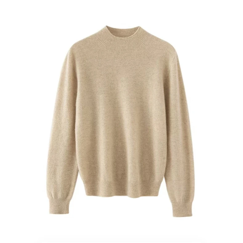 

Consi Pure Cashmere Seamless Half-high Neck One-line Formation Base Shirt Pet Fans Warm Comfortable Straight Cut Long Sleeve