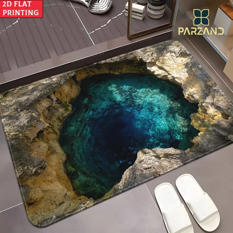 Rock Pond Koi Fish Doormat Vivid Carp Clear Water Stone Oriental Lucky Pattern Door Mat