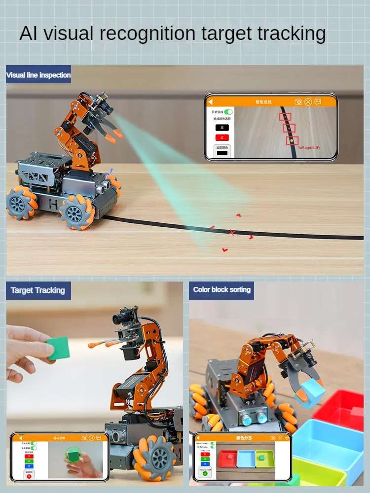 車のロボットアーム,開発ボード付きのプログラム可能なロボット,レベリング,piビジョン,ai,4wd,5g,4g,プログラム可能,diyキット