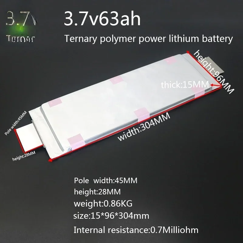 For lifepo4 pouch cells 38ah 46ah 50ah 63ah 68ah 72ah 78ah 3.7v lipo lithium polymer battery
