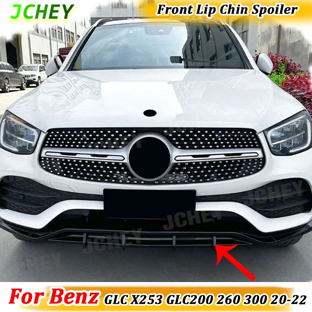 

Car Front Bumper Lip Spoiler for Benz GLC X253 GLC200 260 300 2020-2022 ABS Carbon Look Bumper Canard Lip Splitter Body Kits