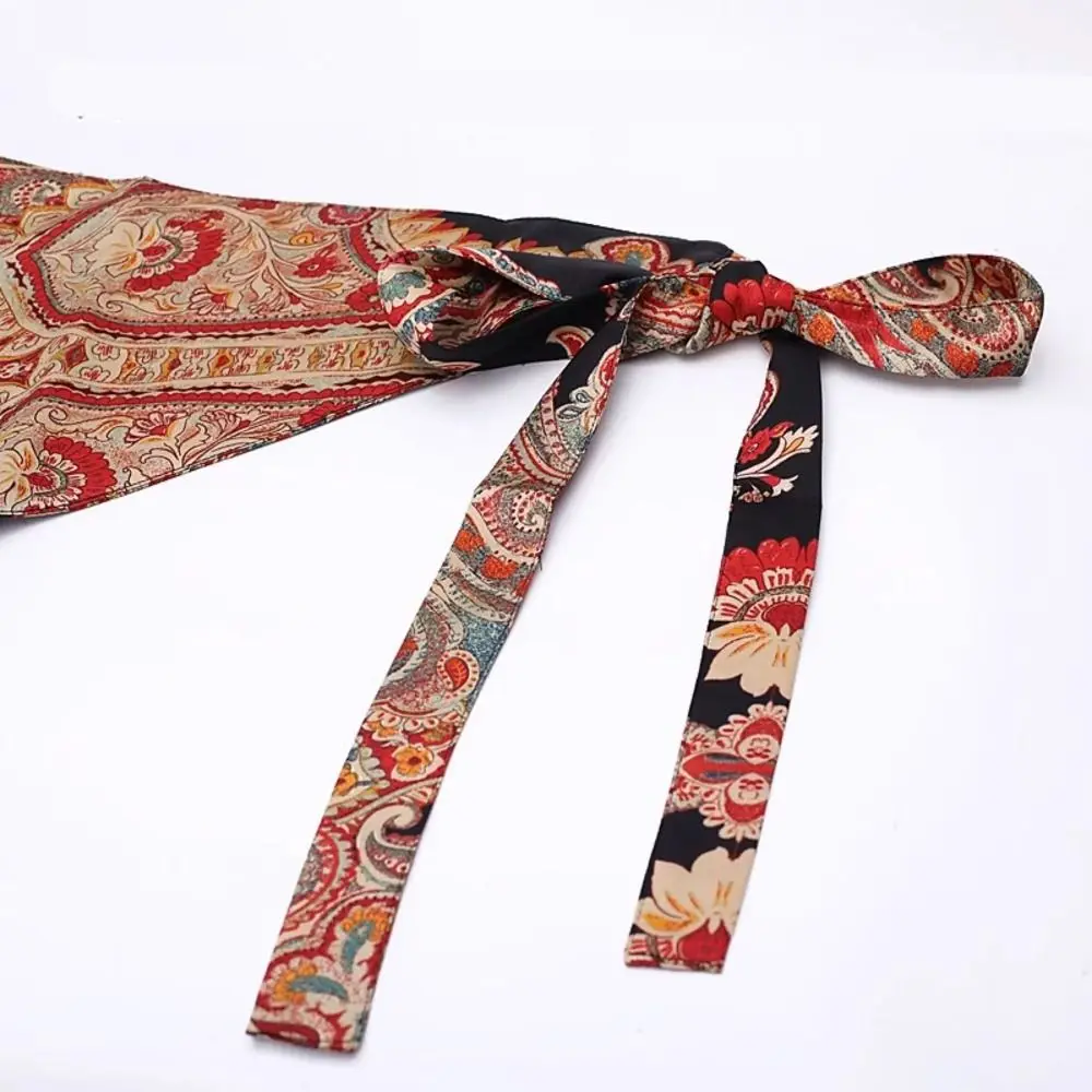 Fashion Chinese Style Triangular Waist Belt Printing Ethnic Style Trim Butt Curtain Tassel Leopard Print Mini Apron Layering