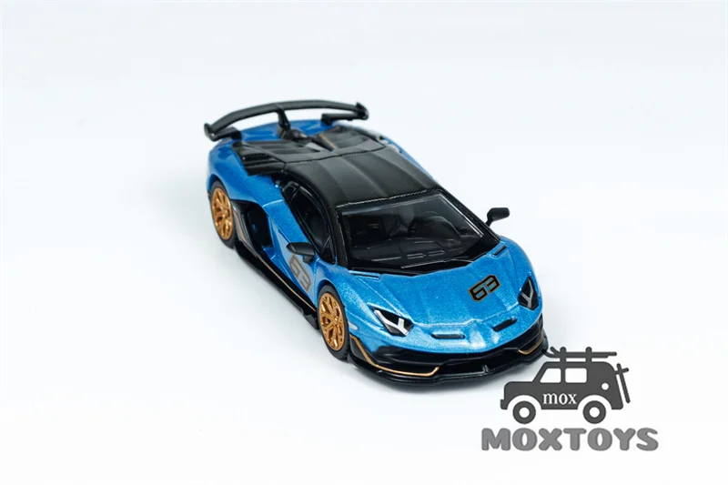 MINI GT 1:64 Aventador SVJ 63 Blu Aegir Blue RHD Diecast Model Car