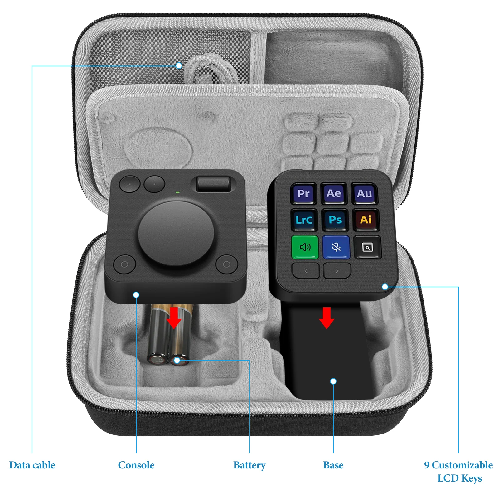 GEEKRIA Creative Console Carrying Case, Hard Shell Protective Travel Bag Compatible with Logitech MX Creative Console Dark Gray