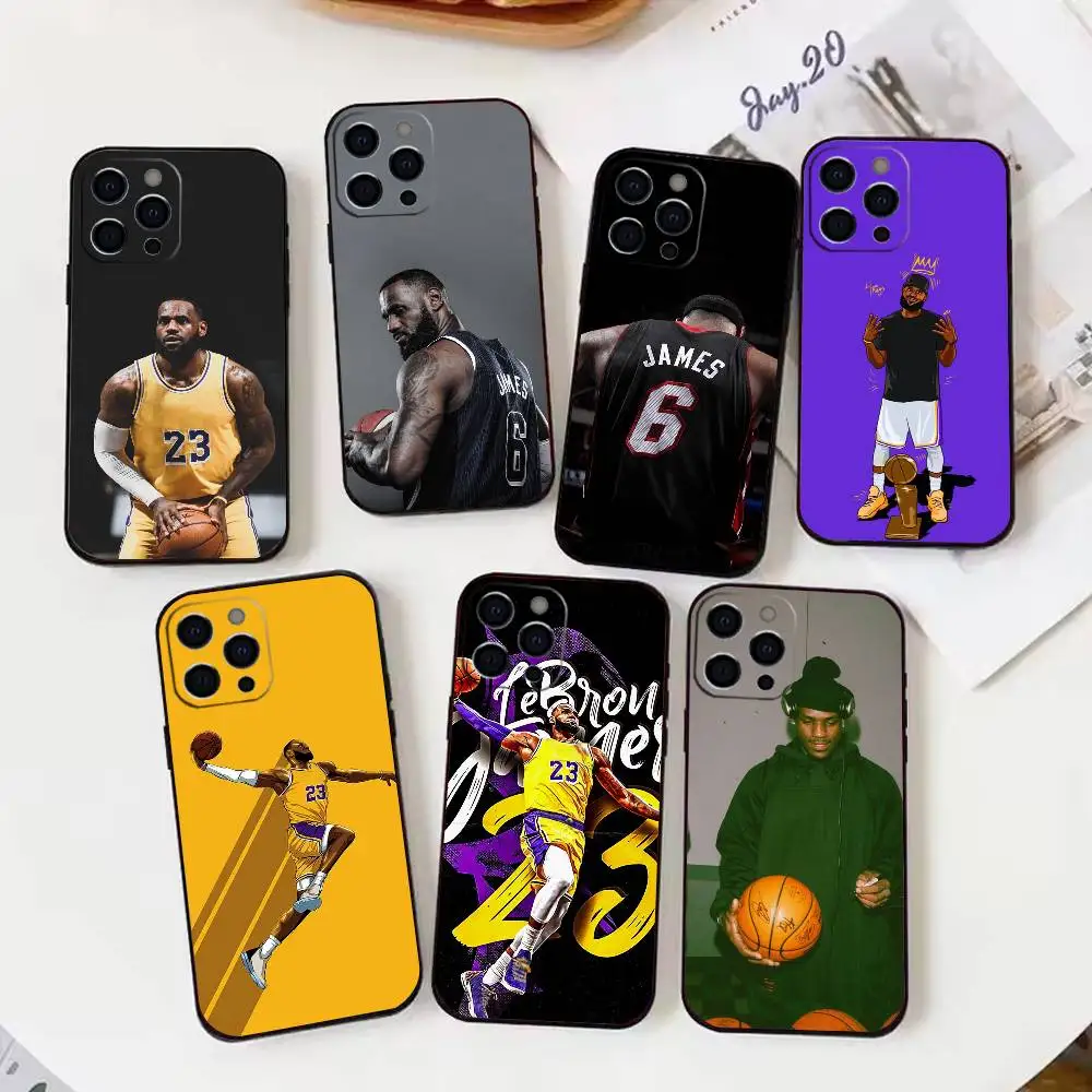 

LeBron J-James Famous basketball Phone Case For iPhone17,16,15,14,13,12 Plus,Max Soft Silicone Black Cover