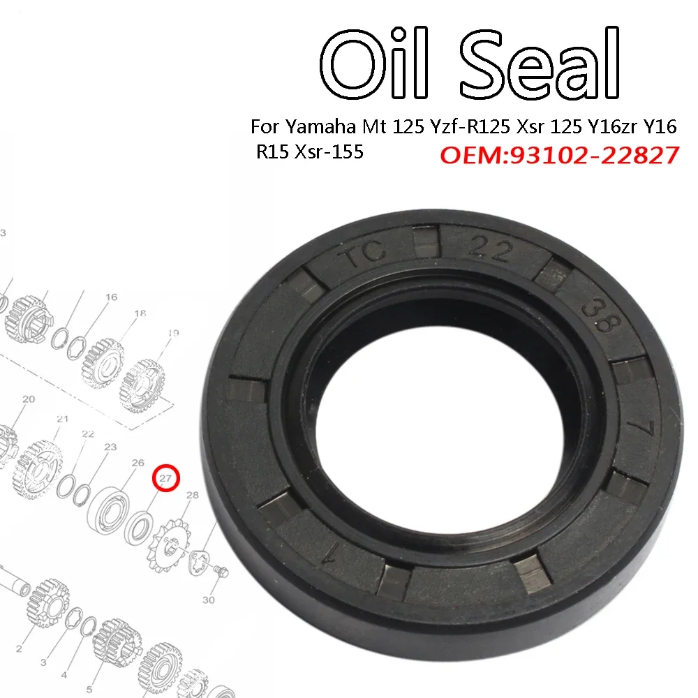 

Transmission Oil Seal For Yamaha Mt 125 Yzf-R125 Xsr 125 Y16zr Y16 R15 Xsr-155 93102-22827